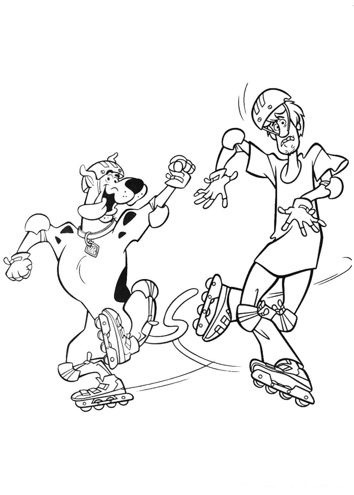 Dibujos de Shaggy y Scooby Doo Patinar para colorear