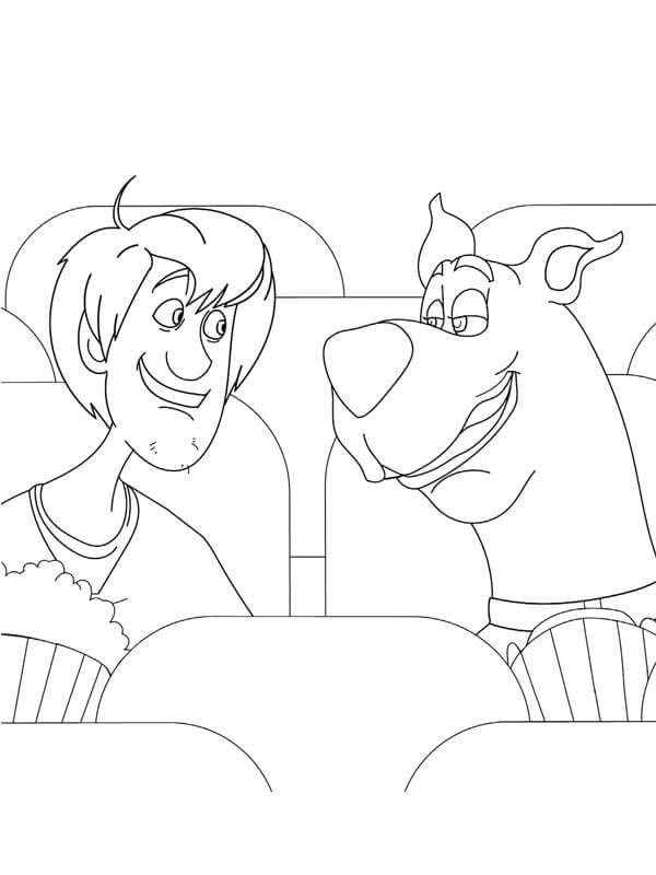 Dibujos de Shaggy y Scooby Doo en el Cine para colorear