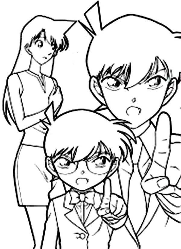 Dibujos de Shinichi, Conan y Ran para colorear