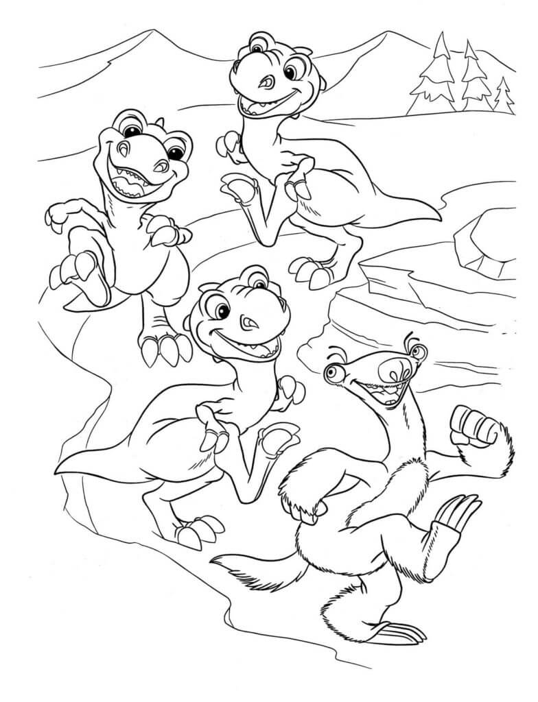 Sid y Los Dinosaurios para colorir