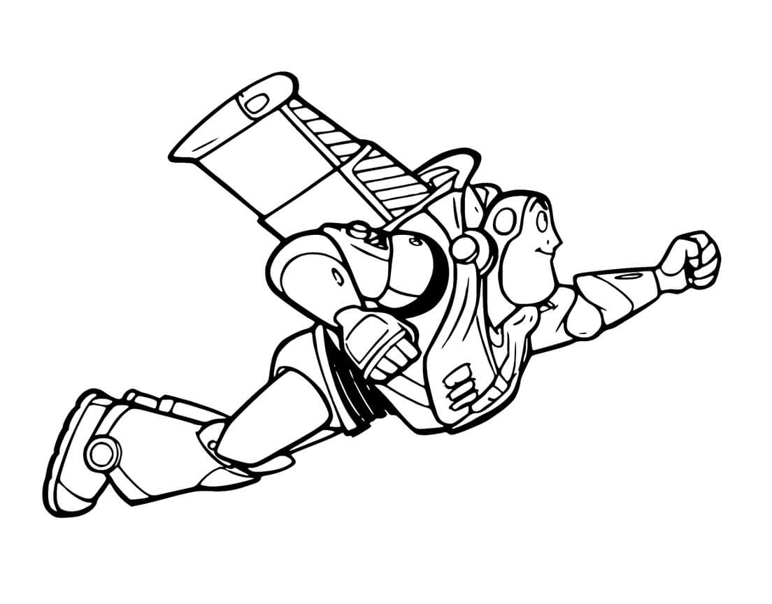Simpático Buzz Lightyear Volando para colorir