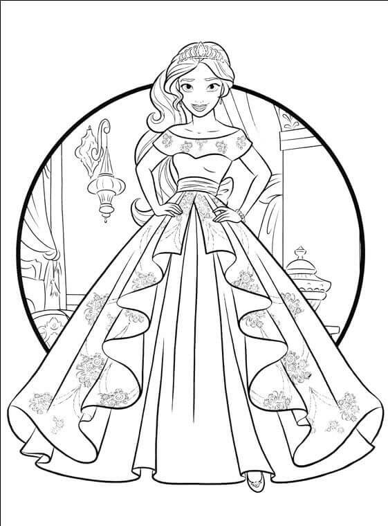 Simple Princesa Elena para colorir