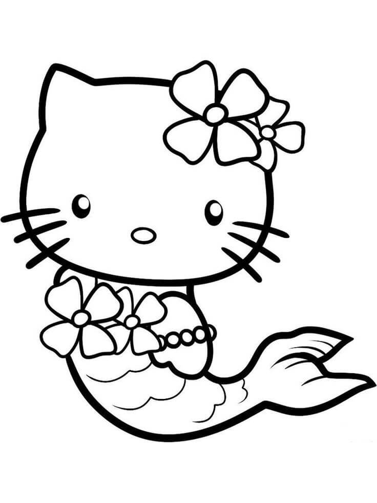 Dibujos de Sirena de Hello Kitty para colorear