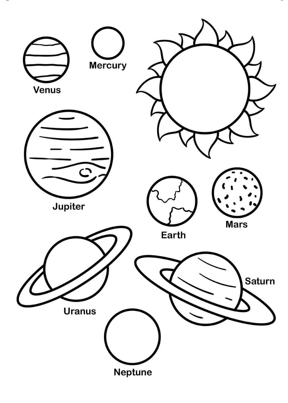 Dibujos de Sistema Solar Sencillo para colorear
