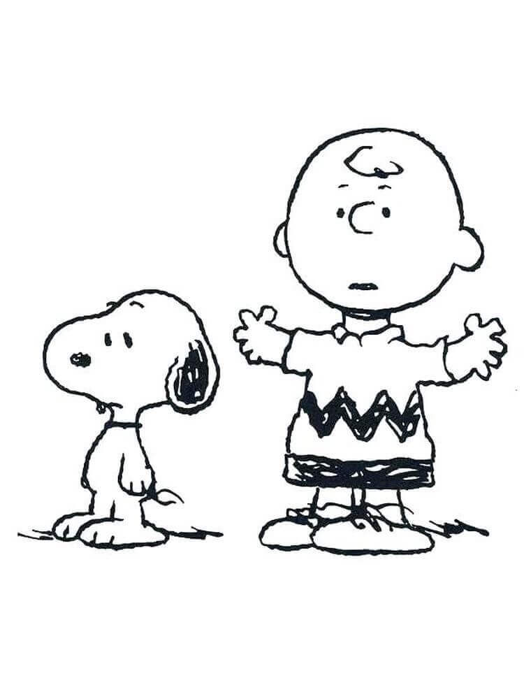Snoopy Y Charlie Brown para colorir