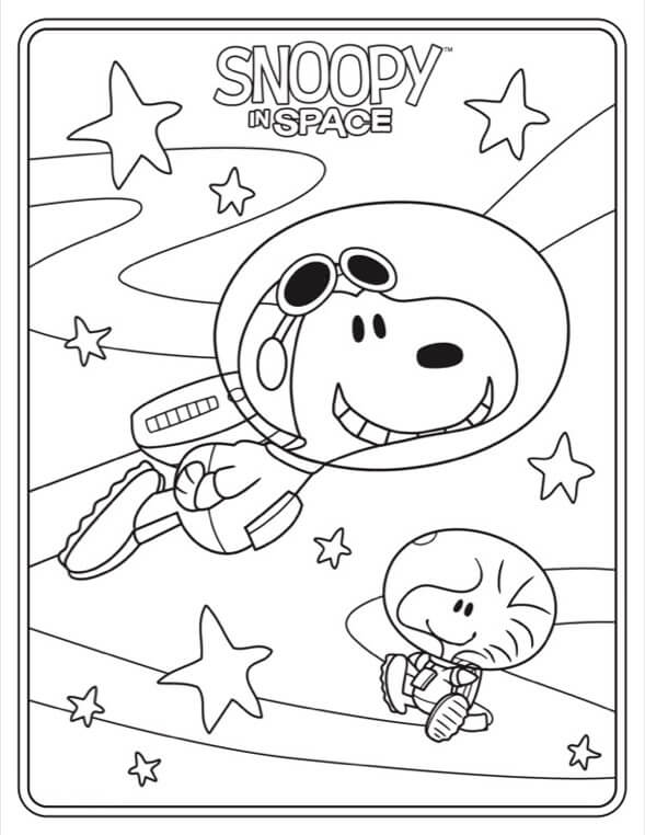 Dibujos de Snoopy en el Espacio para colorear