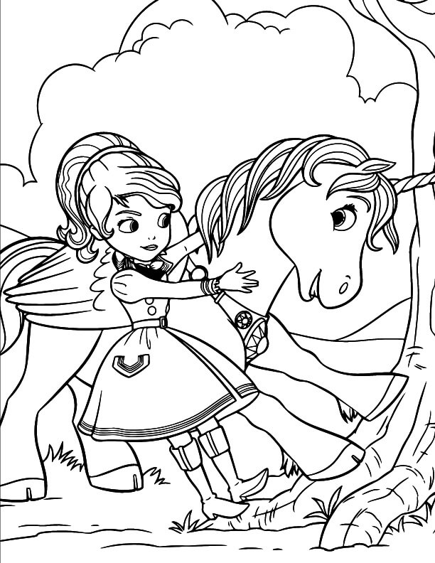Sofia Y El Unicornio para colorir