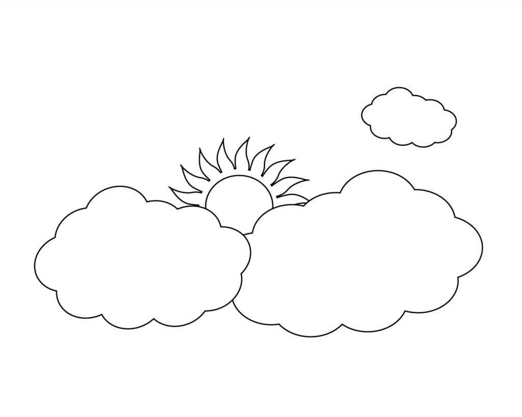 Dibujos de Sol y Nubes para colorear