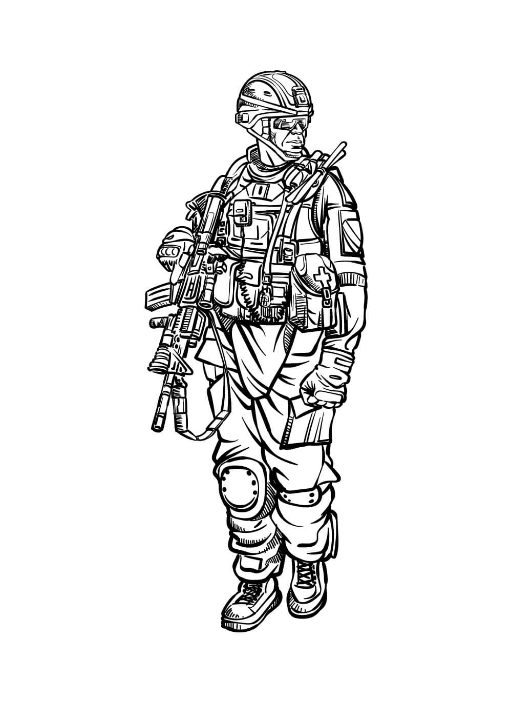 Dibujos de Soldado Caminando para colorear