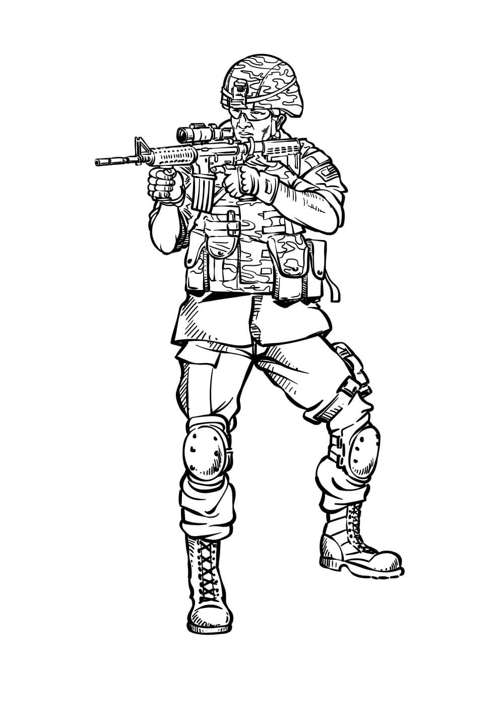 Dibujos de Soldado Luchando para colorear