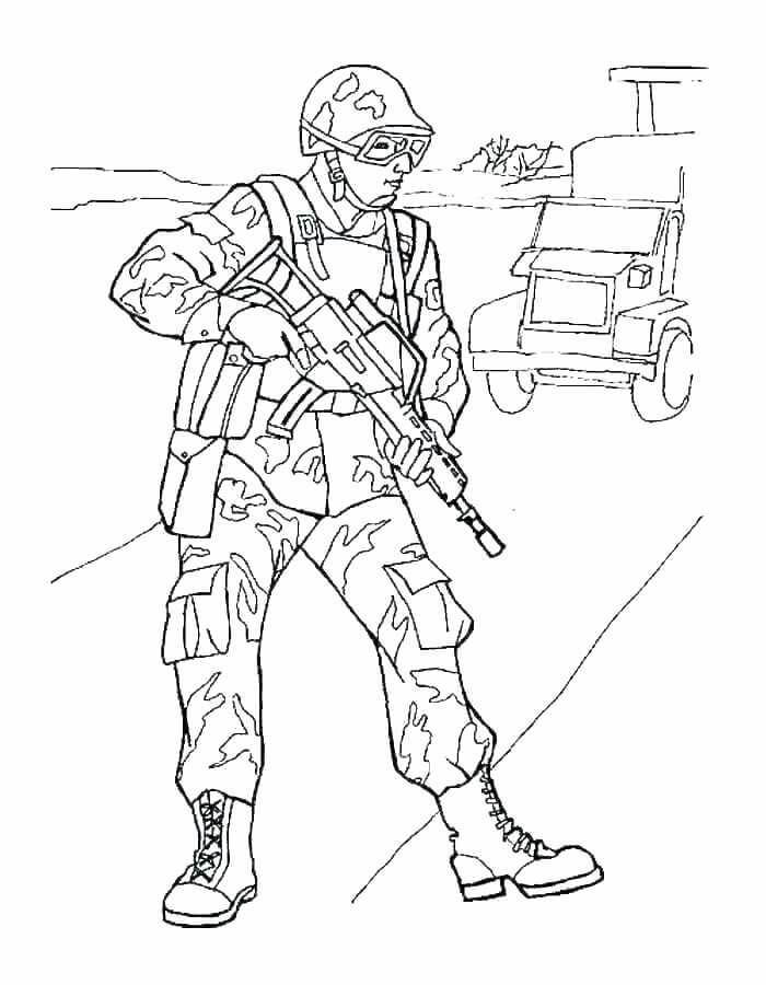 Soldado Militar para colorir