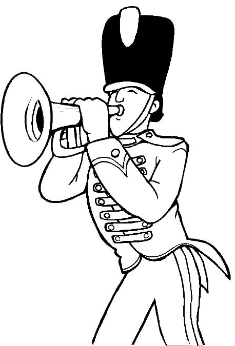Soldado que toca la Trompeta para colorir