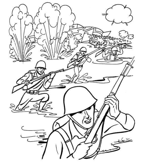 Dibujos de Soldados en Entrenamiento para colorear