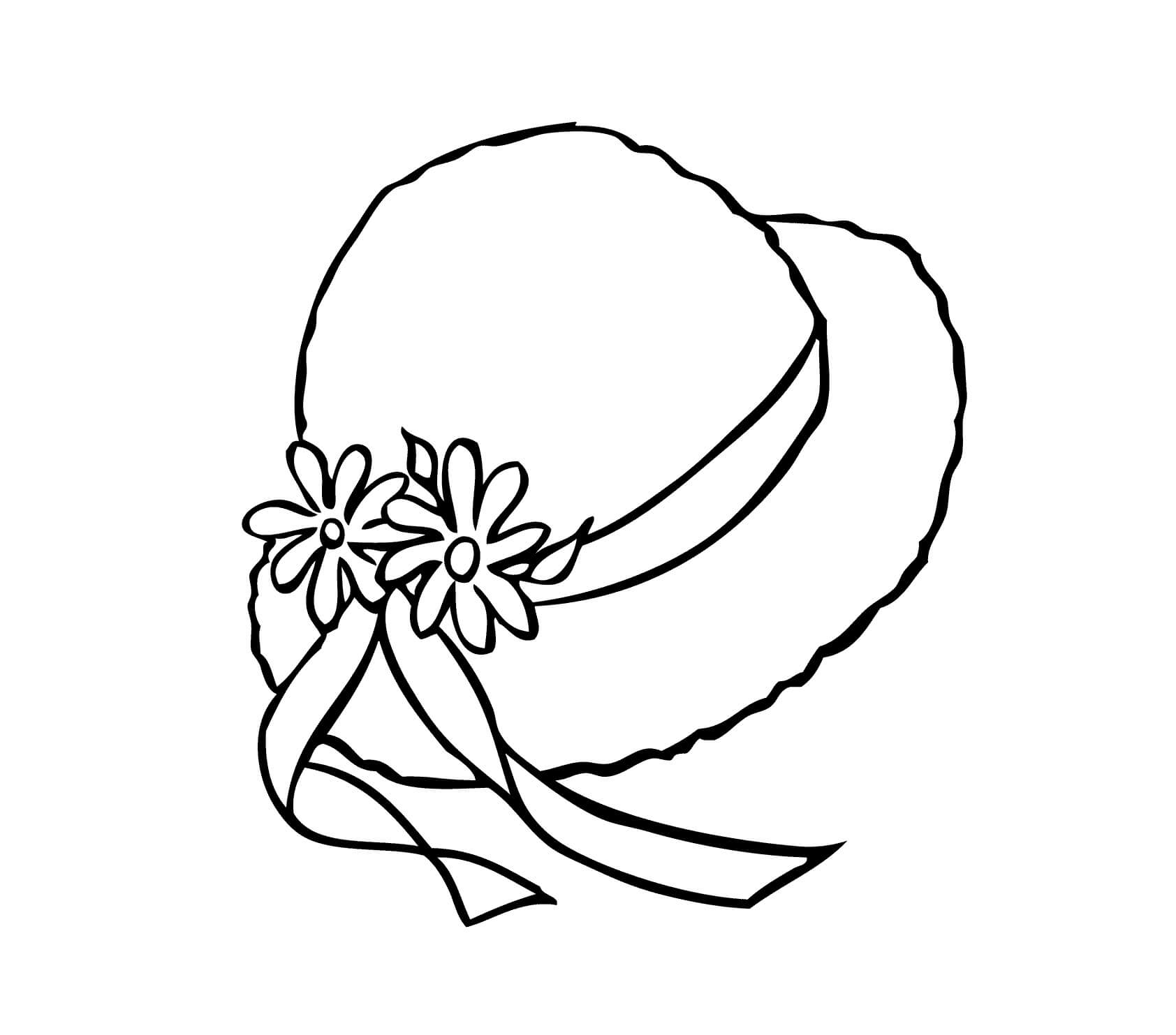 Dibujos de Sombrero con Dos Flores para colorear