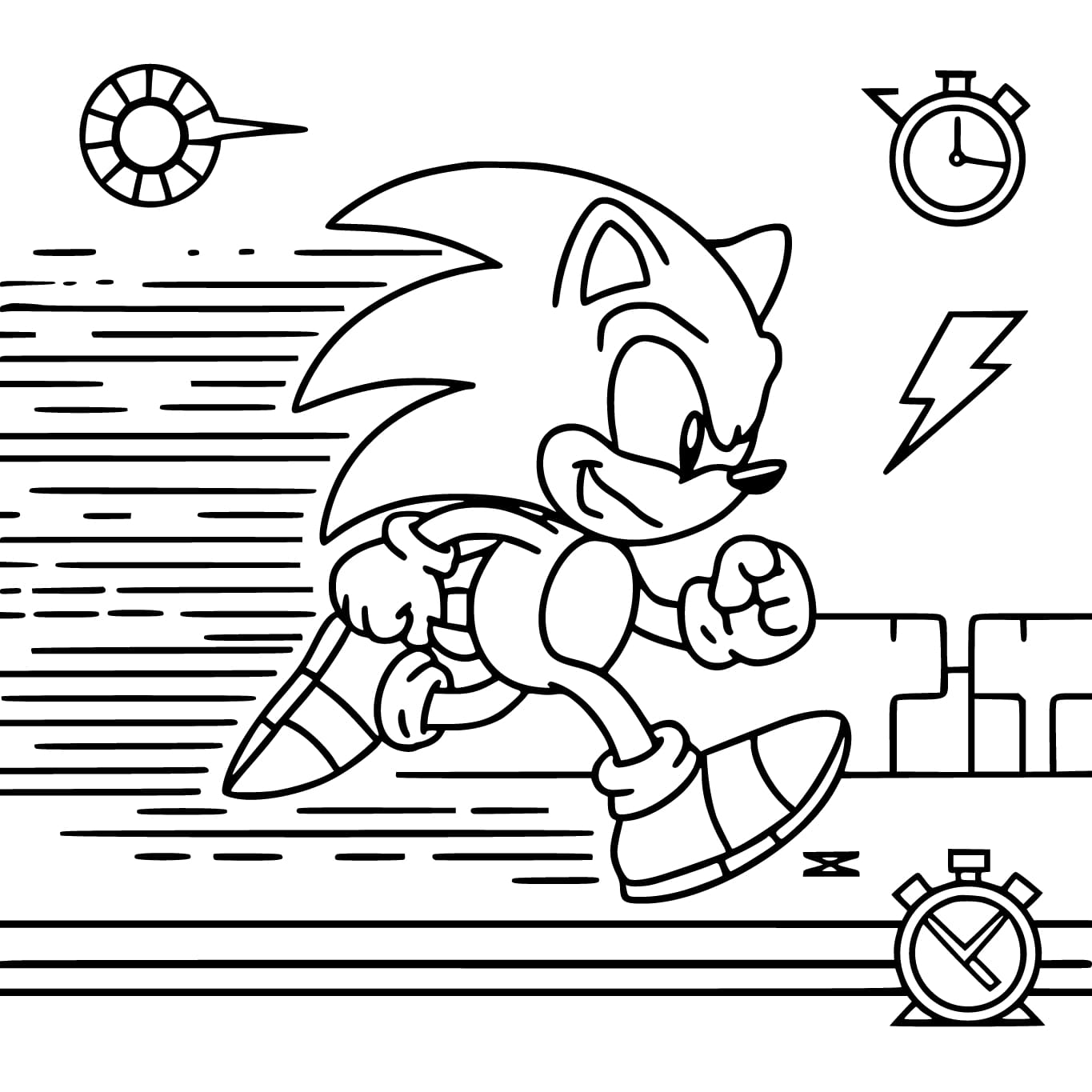 Dibujos de Sonic con reloj para colorear