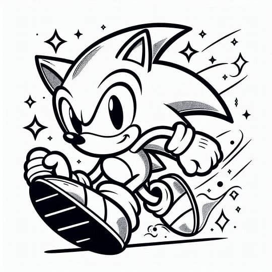 Dibujos de Sonic corre con confianza para colorear