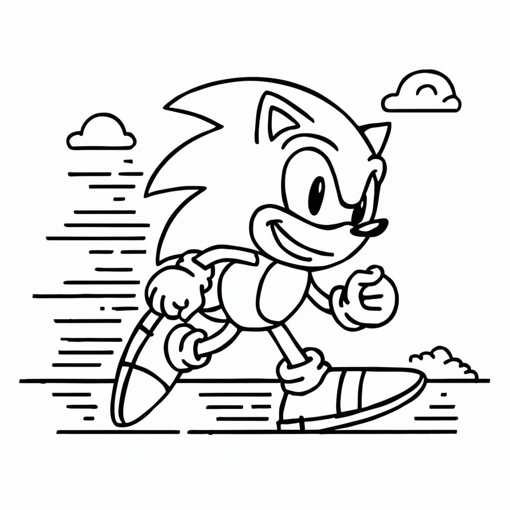 Dibujos de Sonic corre y sonríe para colorear