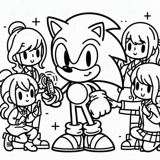 Dibujos de Sonic y chicas para colorear