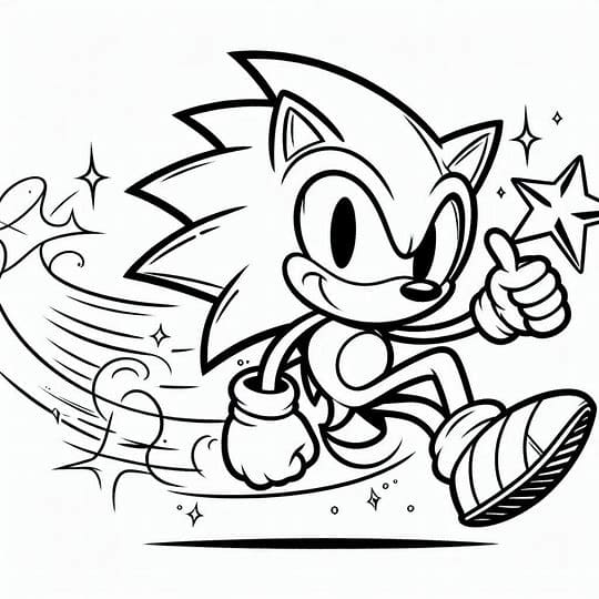 Dibujos de Sonic y estrella para colorear