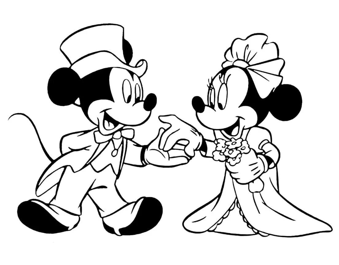 Dibujos de Sorprendentes Mickey Mouse y Minnie Mouse para colorear