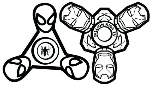 Spiderman, Fidget Spinner De Ironman para colorir