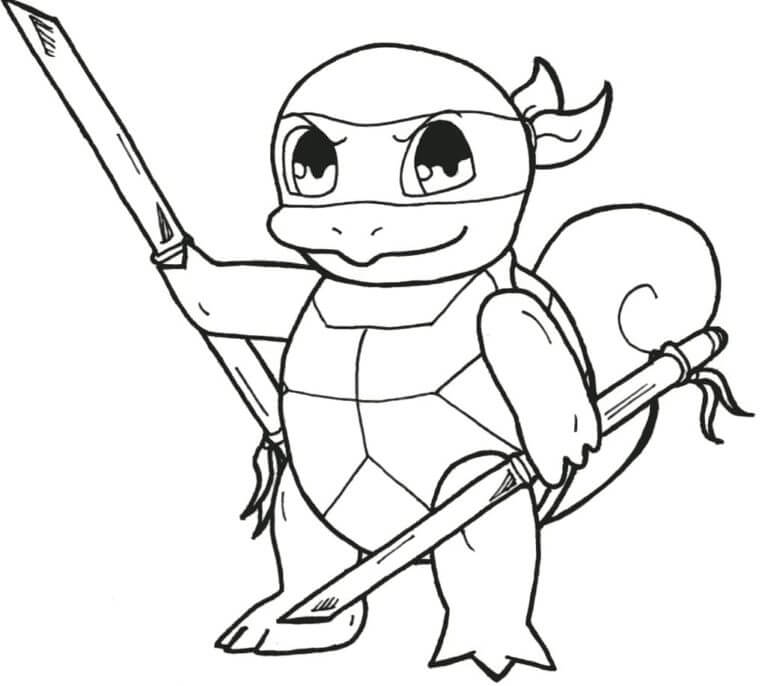 Squirtle Ninja para colorir