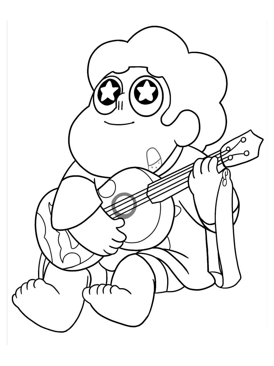 Steven Tocando la Guitarra para colorir