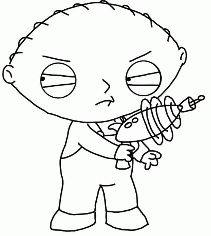 Stewie Griffin Con Arma para colorir