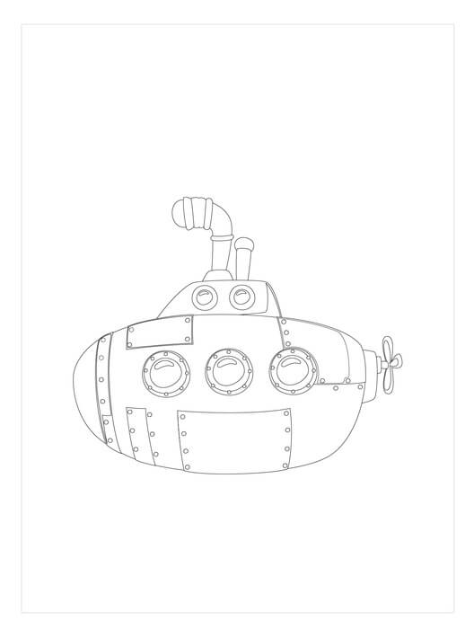 Submarino Amarillo para colorir