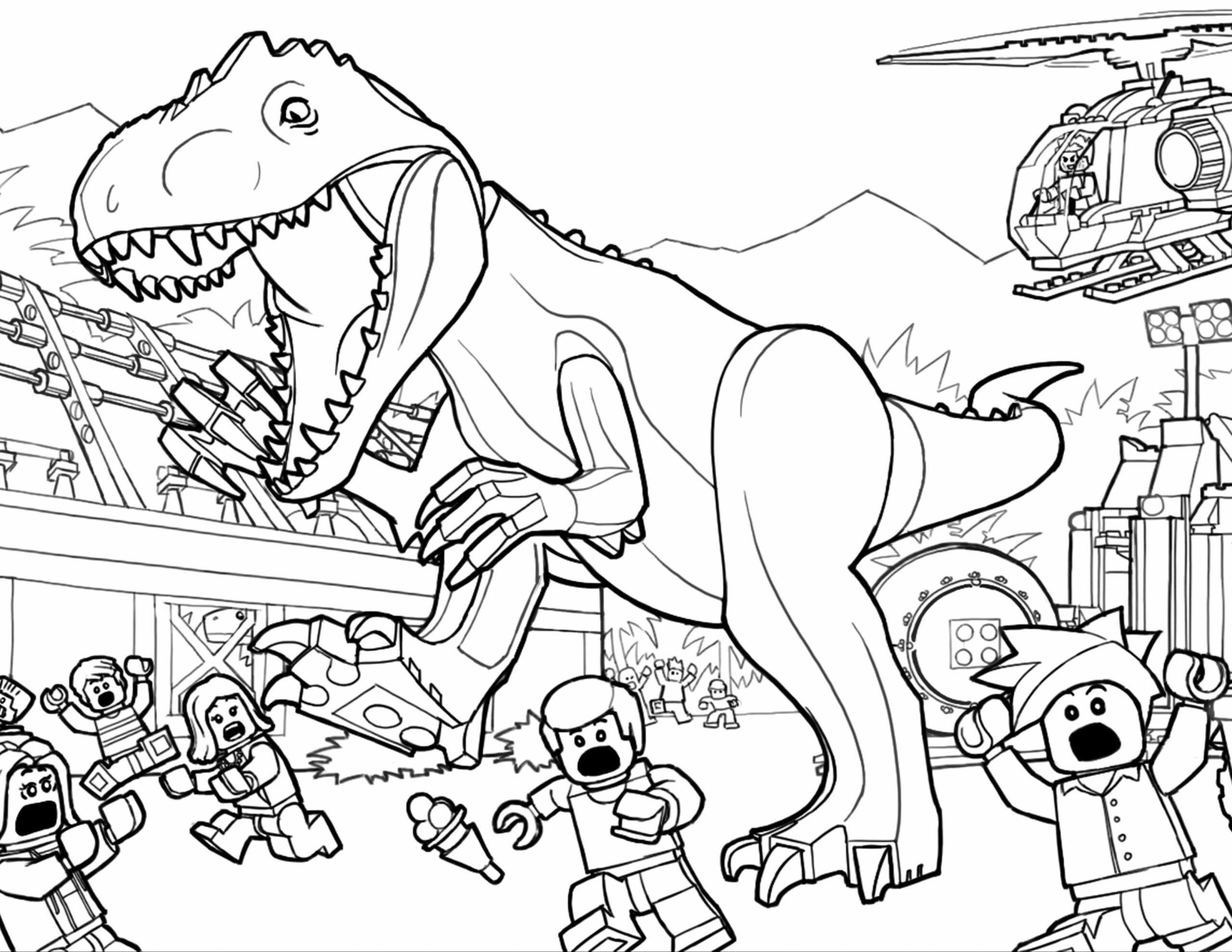 Dibujos de T-Rex En La Ciudad De Lego para colorear