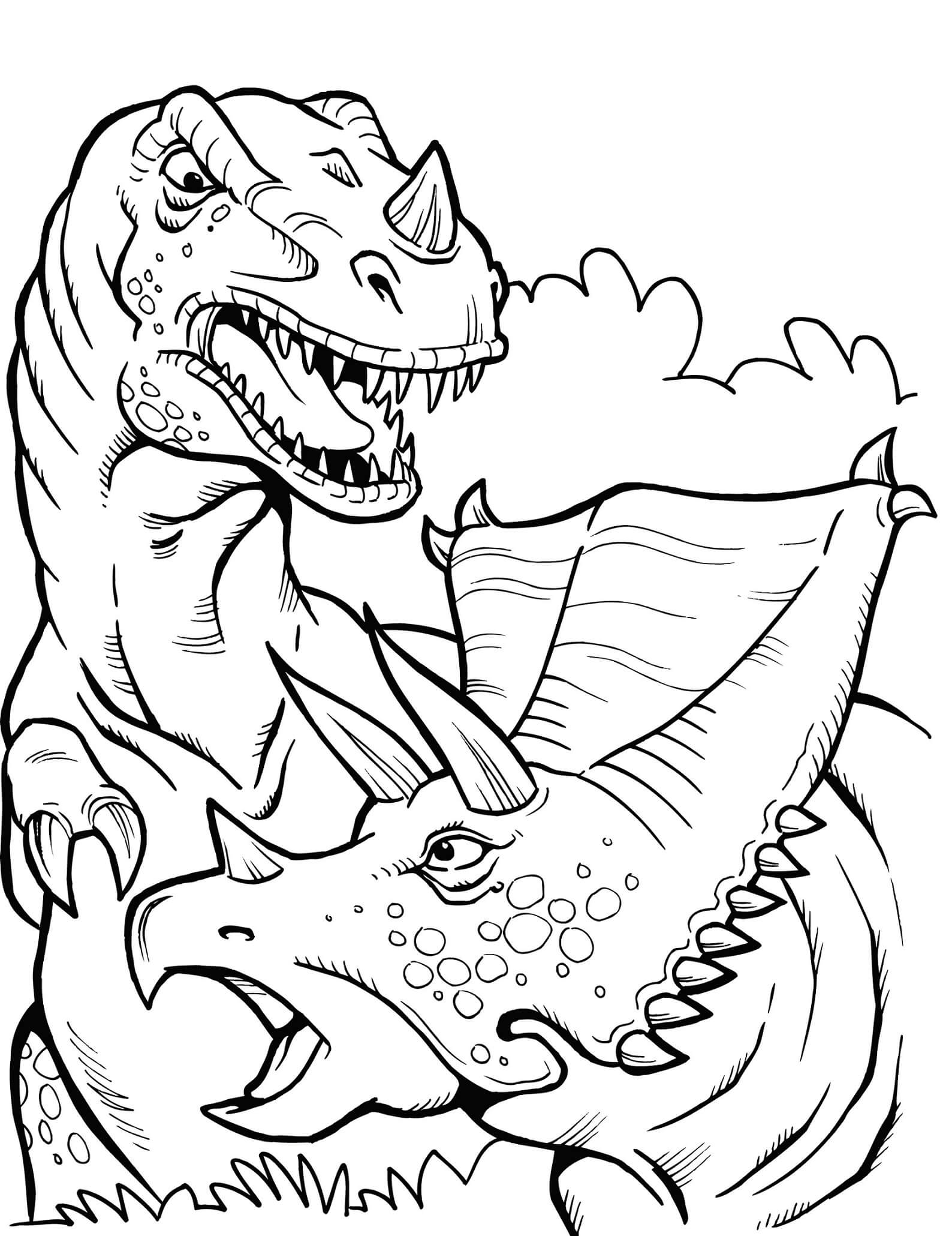 T-Rex Y Triceratops para colorir
