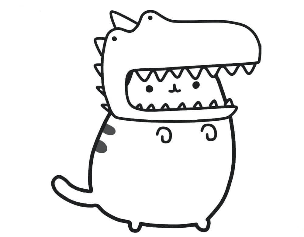 T-rex Pusheen para colorir