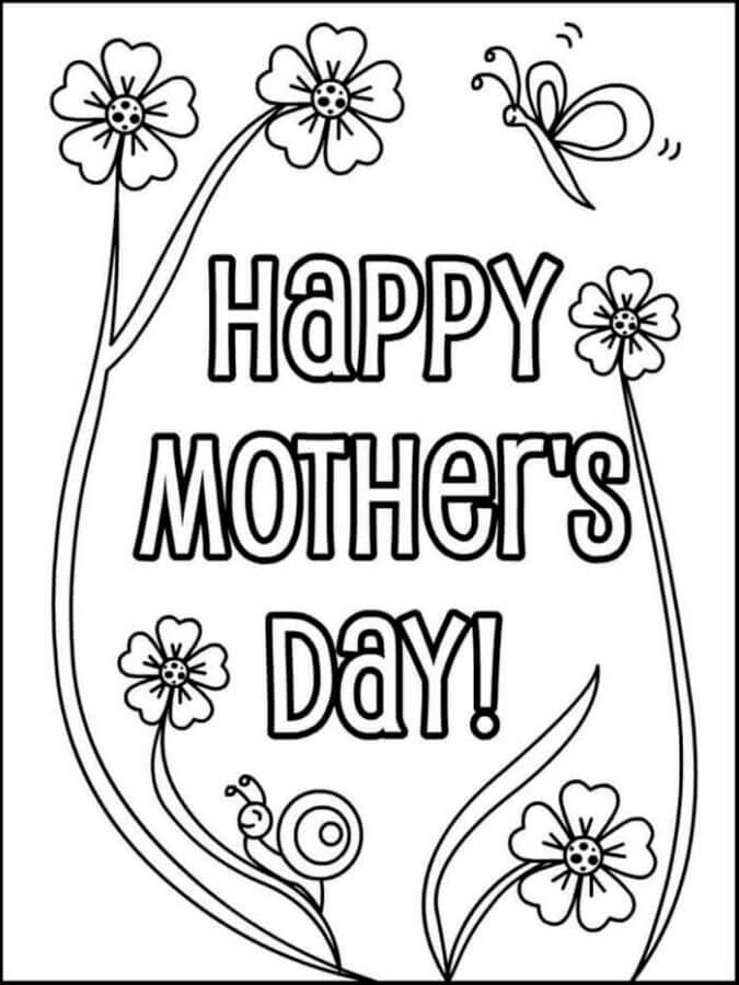 Dibujos de Tarjeta Del Día De La Madre Con Flores para colorear