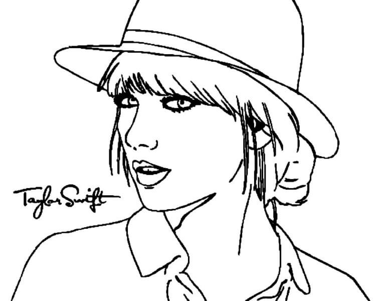 Dibujos de Taylor Swift Con Sombrero para colorear