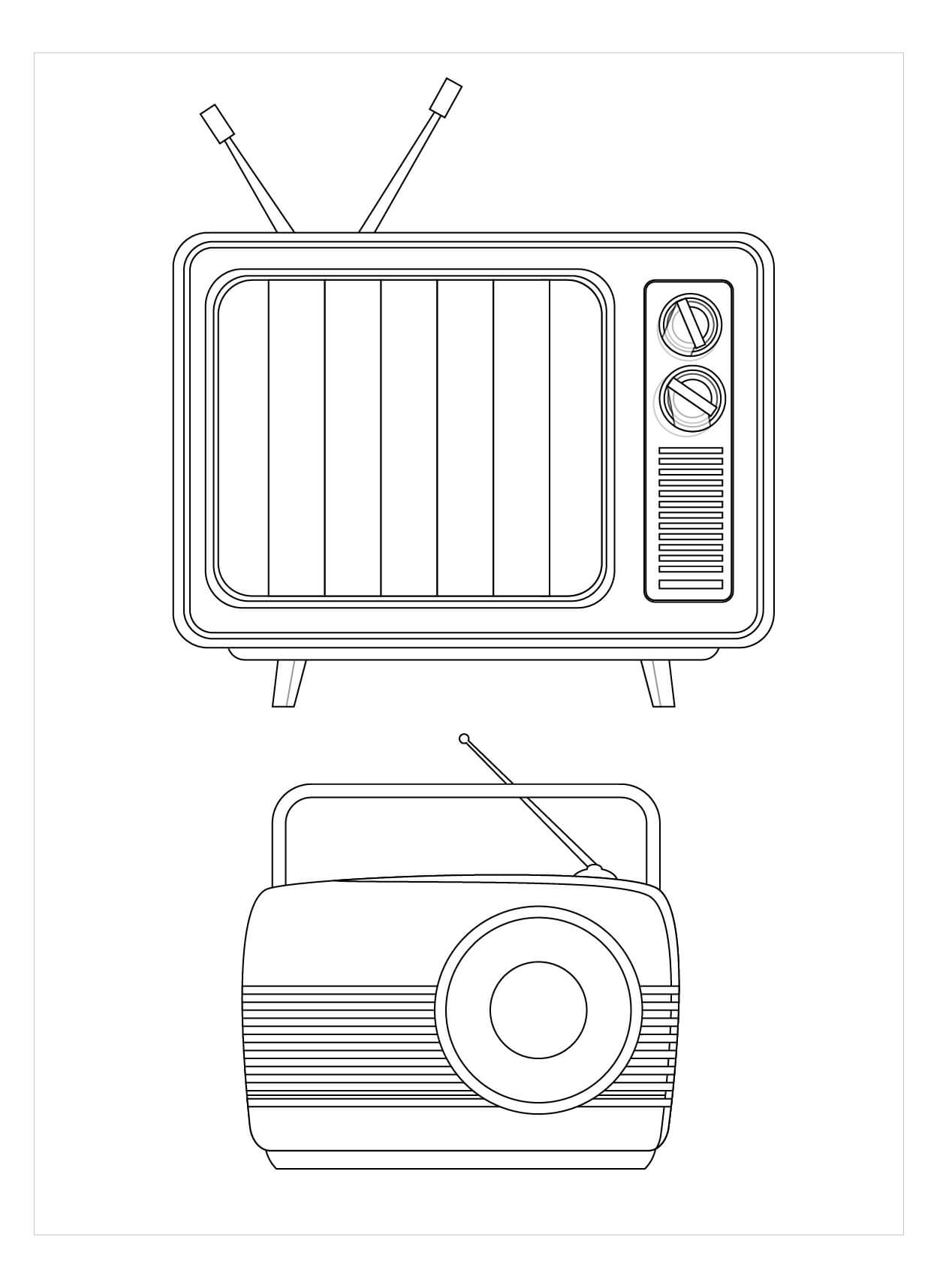 Televisión y Radio para colorir