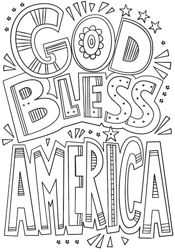 Texto Dios Bendiga América para colorir