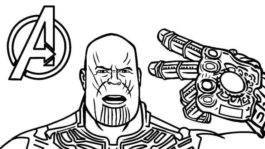 Dibujos de Thanos Divertido con Guantelete del Infinito para colorear