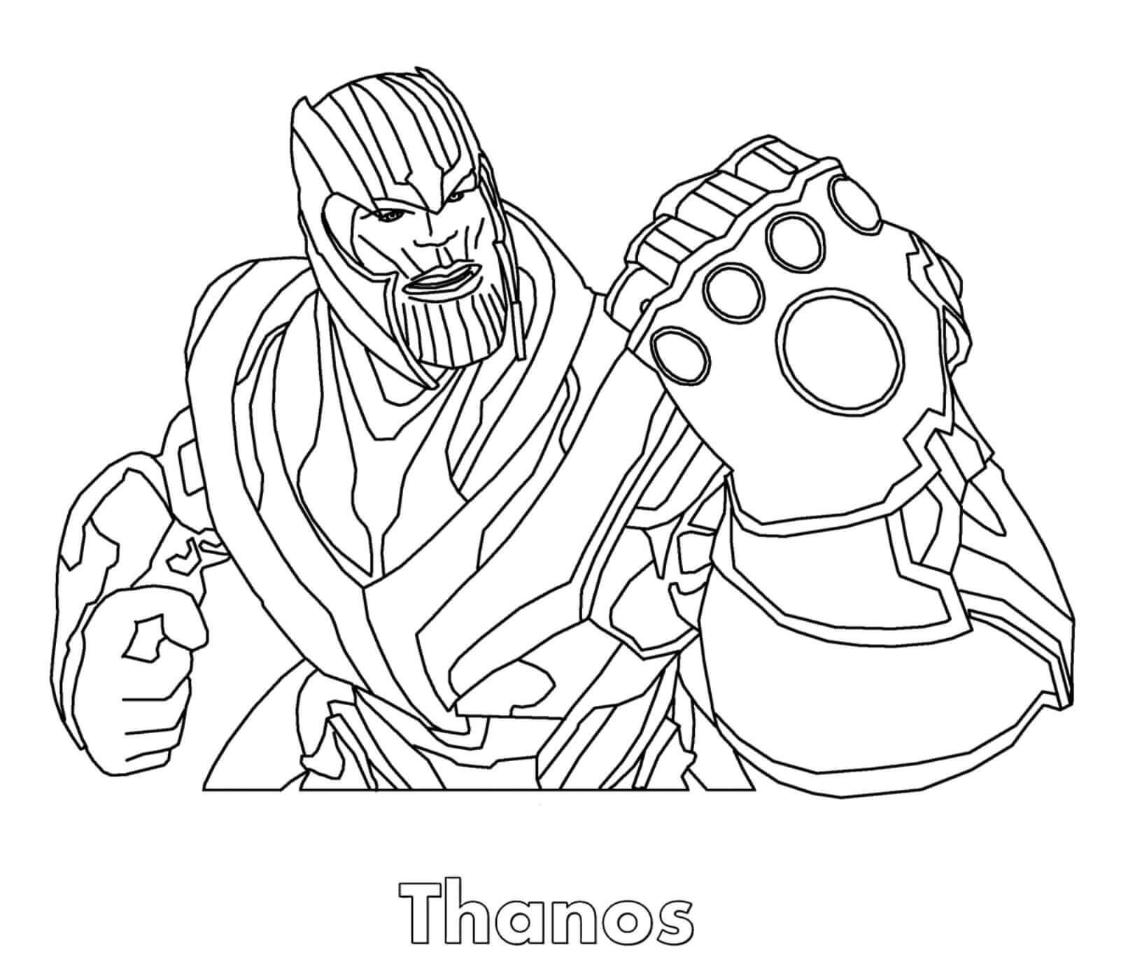 Dibujos de Thanos Enojado Usando Guante Infinito para colorear