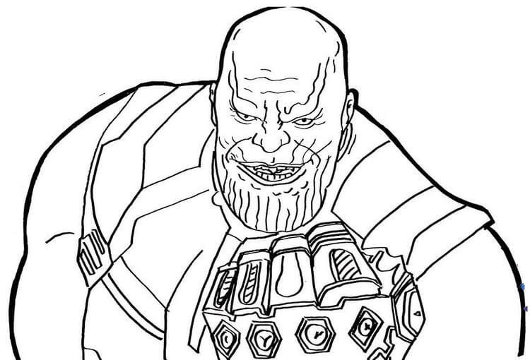 Dibujos de Thanos Versión Antigua y su Puñetazo con Infinity Gauntlet para colorear