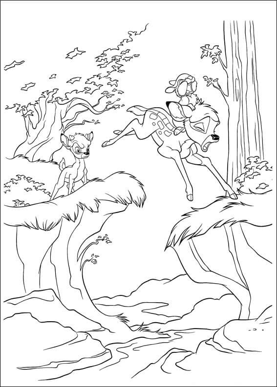 Dibujos de Thumper, Bambi y Ronno para colorear