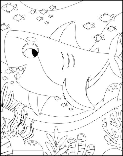 Dibujos de Tiburón Divertido para colorear