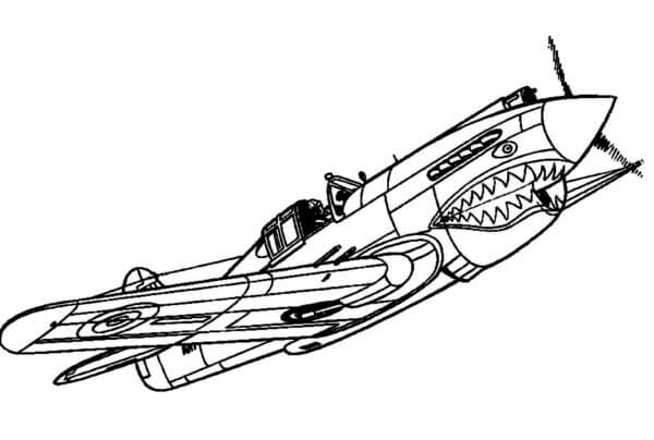 Dibujos de Tiburón En El Mundo De los Aviones de Guerra para colorear