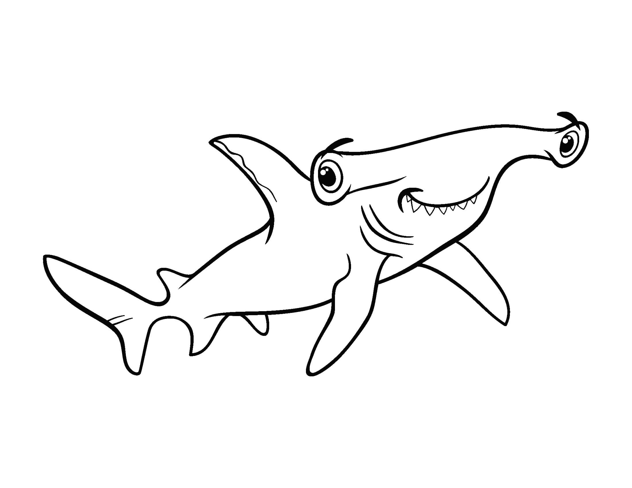 Dibujos de Tiburón Martillo Sonriente para colorear