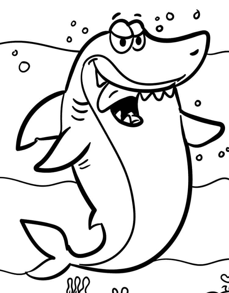 Tiburón hambriento de Dibujos Animados para colorir