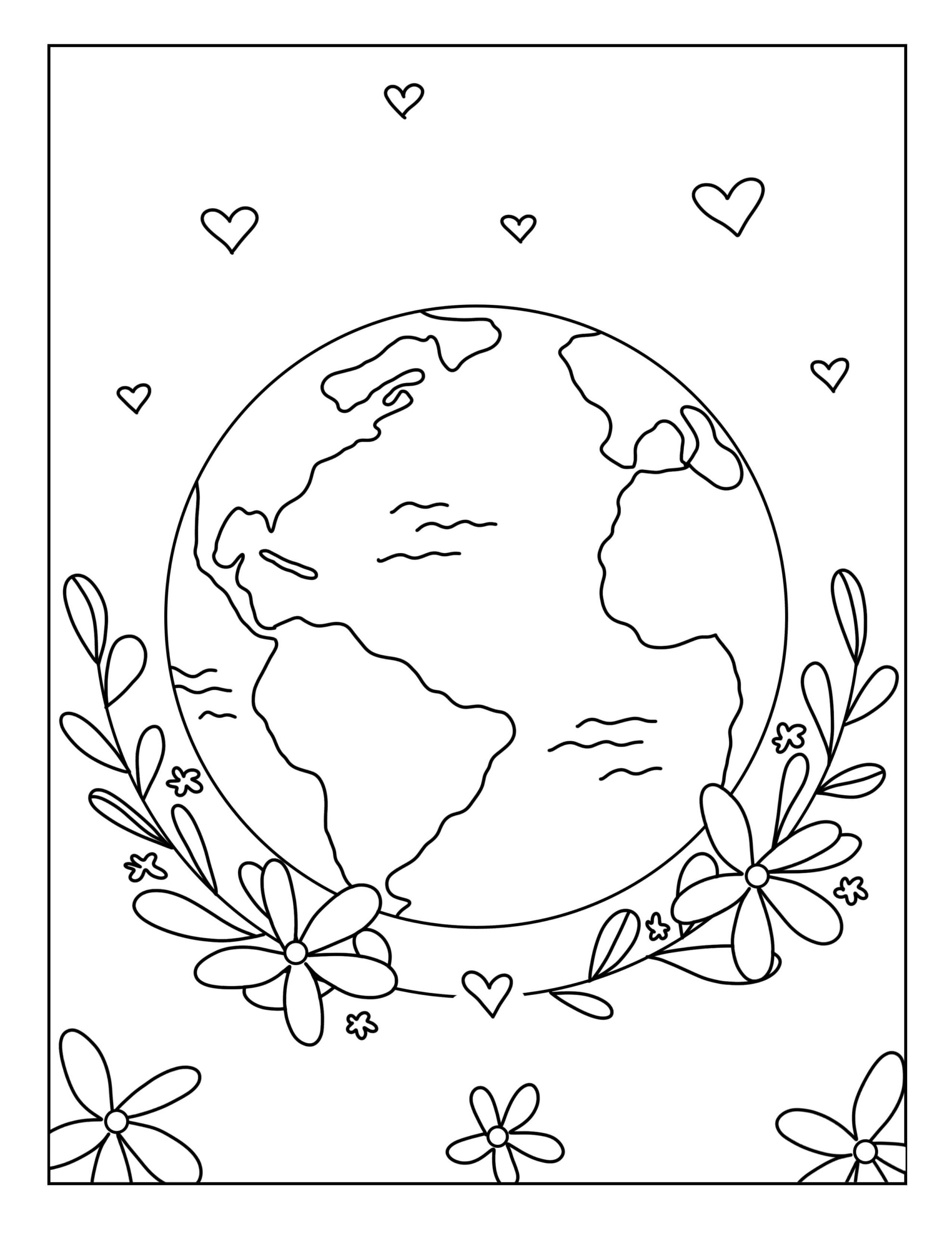Dibujos de Tierra y Corazón, Hoja para colorear