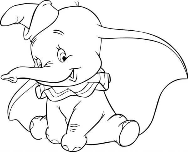 Tímido Dumbo para colorir