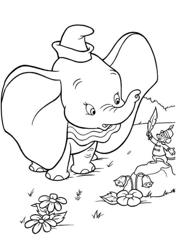 Dibujos de Timothy Mouse le Cuenta a Dumbo un Nuevo Plan Para Salvar a Su Mamá para colorear