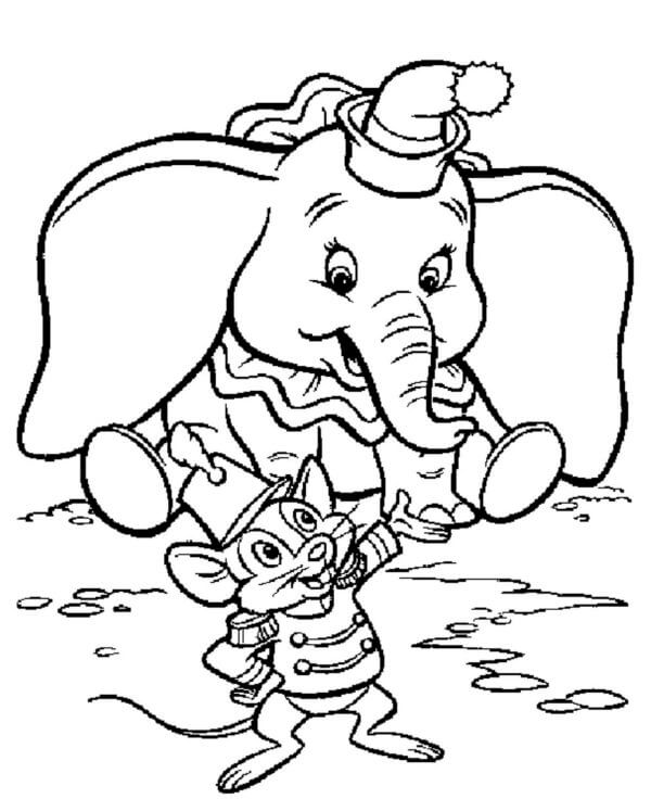 Timothy el Ratón y Dumbo para colorir