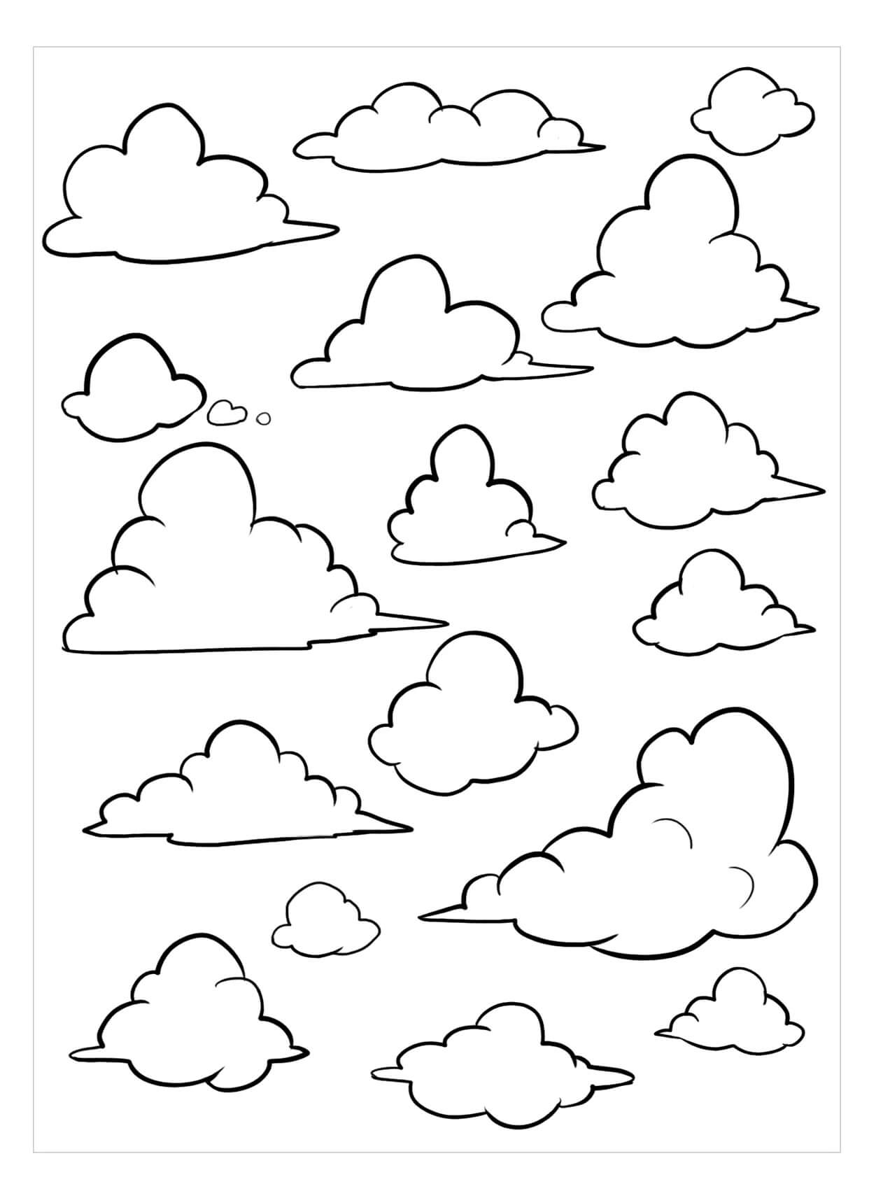 Dibujos de Tipos Básicos de Nubes para colorear