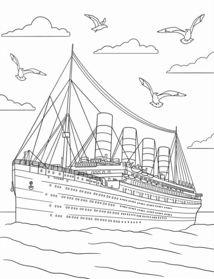 Titanic En El Océano para colorir